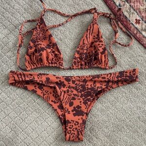Skatie Leopard Print Bikini - Burnt Orange and Dark Brown